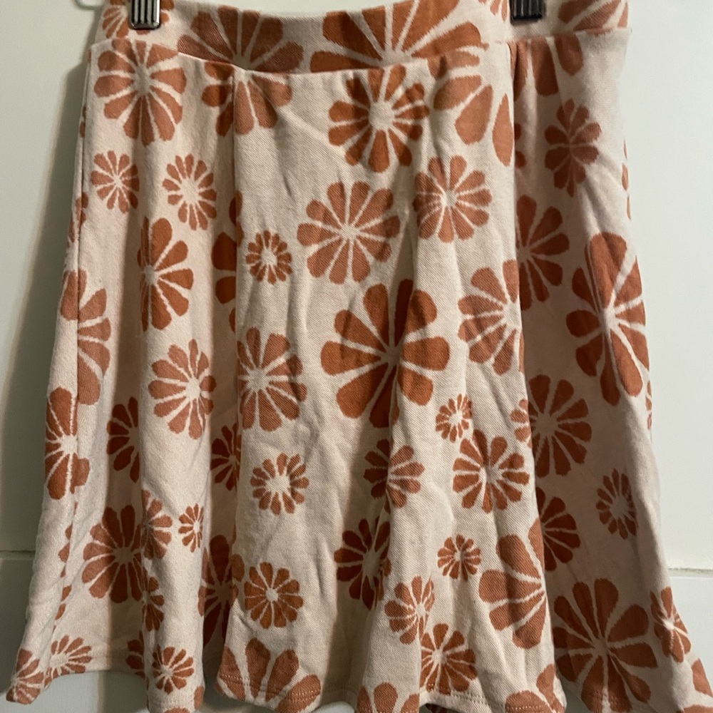 Floral Patterned Skirt in Cream and Orange